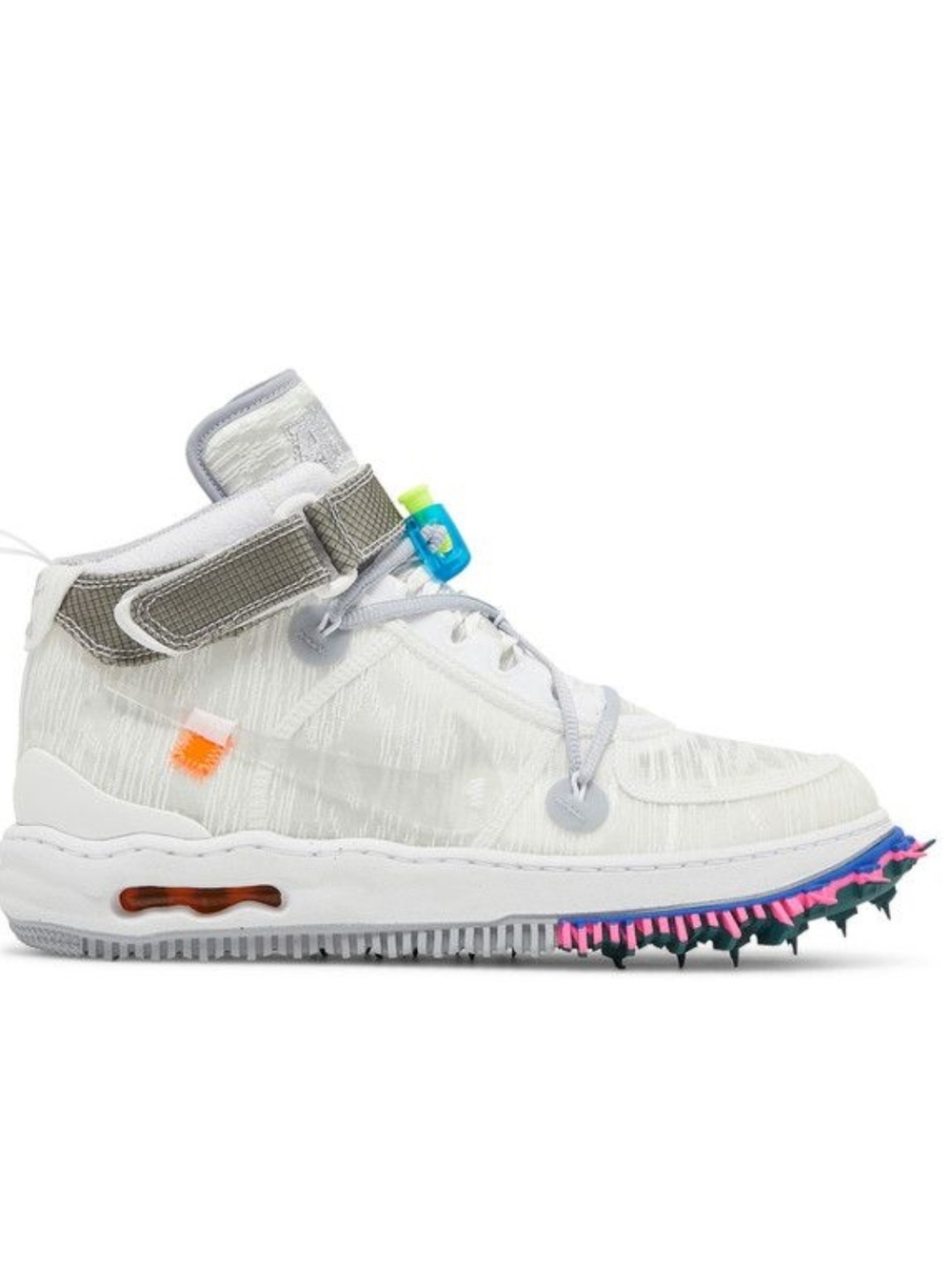 Off-White Kids' White High-Top Sneaker with Neon Accents